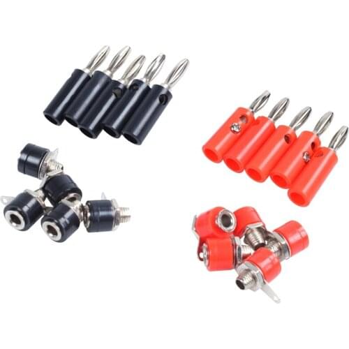 4mm 10pcs Banana Plugs and 10pcs Banana Sockets (Black and Red) Jack Connectors