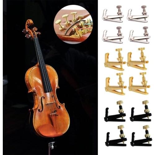 4Pcs/Set Violin Fine Tuner Violin Parts String Metal Adjuster for 3/4-4/4 Violin Musical Instrument Replacement Accessories