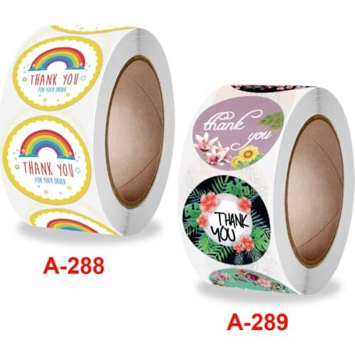500pcs Round Rainbow Sealing Sticker Thank You Sticker Flower Handmade Crafts Decoration Sticker Stationery Label