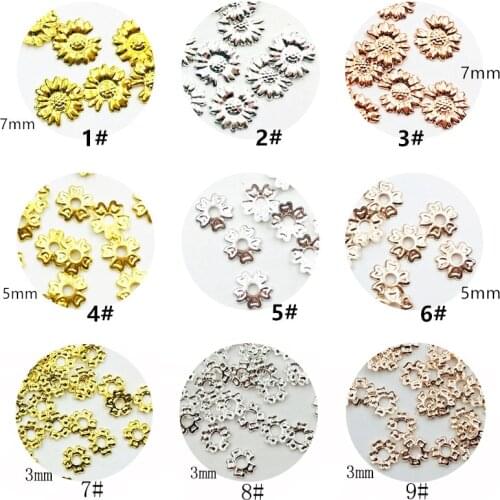 500pcs/pack Japan 3D Nail Art Decorations Metal Kawaii Flower Stud Rivet Nail Accessories Alloy Nail Parts DIY Nail Supplies