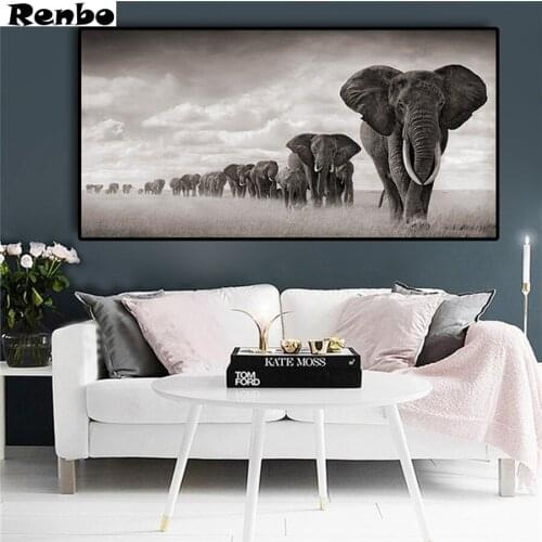 5D full Square/Round diy handmade diamond painting African elephant family cross stitch kit diamond embroidery mosaic decor