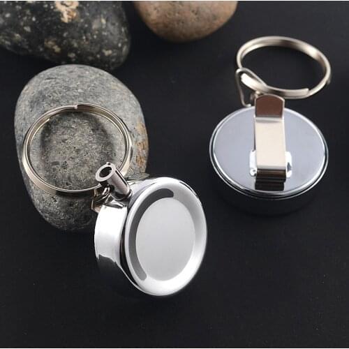 A128 New 3.2cm all metal with back clip Easy pull buckle High rebound wire rope key ring Anti-lost security keychain