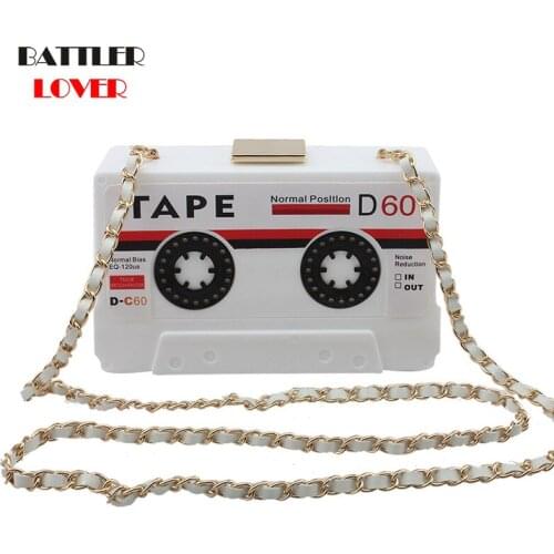 Acrylic Handbag for Women Tape Cassettes Shape Evening Clutch Bag Hard Box Small Party Purse Female Crossbody Pouch