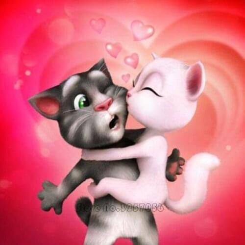 5D DIY Diamond Painting Cartoon Cat Animals Full Round Diamond Embroidery Cross Stitch Rhinestone Mosaic Crafts Childs Gift