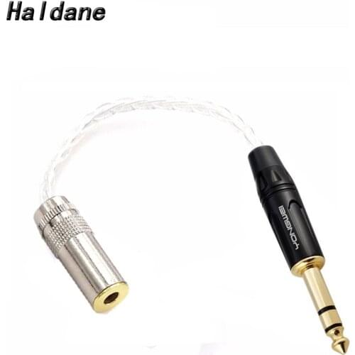 Free Shipping Haldane 1/4 6.35mm Male to 4.4mm Balanced Female 7N OCC Silver Plated Audio Adapter Cable