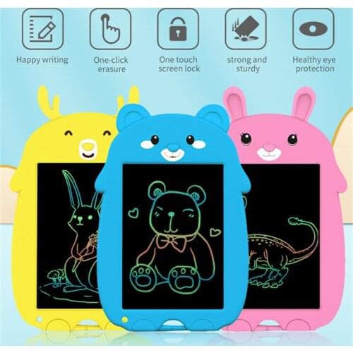 Writing Board 8.5 Inch LCD Cartoon Erasable Handwriting Pad with Lock Screen Color Thick Pen Learning Toys for Children