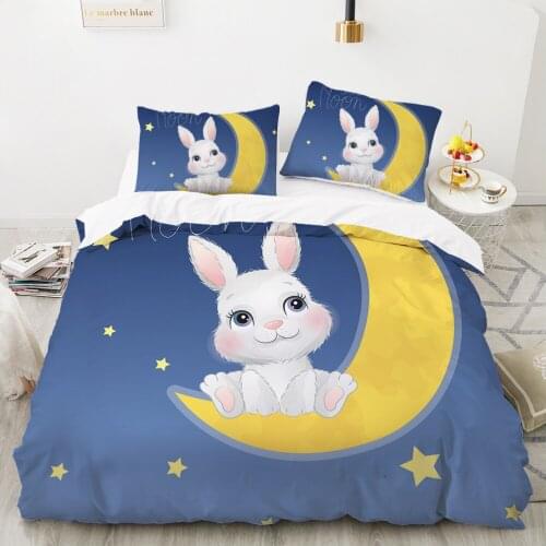 Twin size bedding Duvet cover 140x200 Bed linen set Cartoon Bedding set Kids Baby children For home rabbit Lovely Bed Set