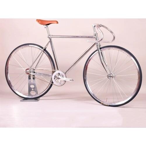 Retro Fixed Gear 52cm Frame Horns Handlebars Steel Silver Electroplating Single Speed Bicycle Aluminum Alloy Wheel With V Brakes