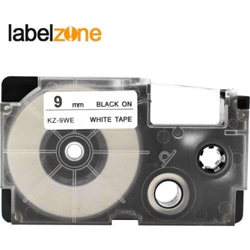 9mm*8m XR-9WE Black on White Laminated Label Tape Compatible for KL60 KL100 KL120 KL750 KL780 KL820 KL7000 KL-7200 Label Printer