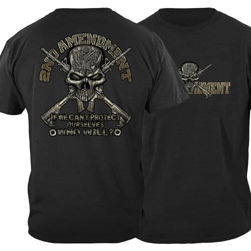 2nd Amendment Patriotic Skull Cross Rifle T-Shirt. Summer Cotton Short Sleeve O-Neck Mens T Shirt New S-3XL