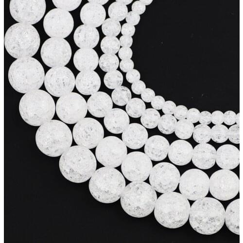 HGKLBB White Popcorn crystal beads Natural stone 4/6/8/10/12MM Round Loose bead Jewelry Making Charms bracelet DIY Accessories
