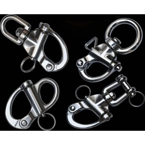 HQ Marine 316 Stainless Steel Fixed Eye Snap Shackle Quick Release Boat Anchor Chain Eye Jaw Swivel Stainless Snap Shackle Hook