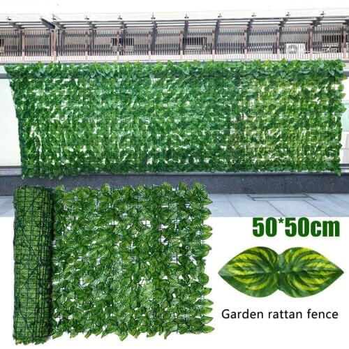 Artificial Plant Leaf Fence Garden Plant Fence Faux Green Leaf Privacy Screen Panels Hedge Wall Fence Plant Garden Home Decor