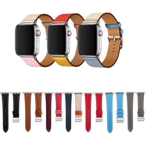 High quality Leather loop for apple Watch 6 band 44mm 40mm iwatch serice 5 4 3 Breathable band for apple watch strap 38mm 42mm 2