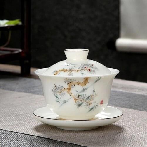 Cup cover bowl - pine and cypress cup cover, white tea bowl, creative ceramics, Tulun, handmade saucer