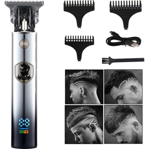 Hair Trimmer For Man USB Rechargeable T-Outliner LCD Hair Clipper Barber Shop Mens Shaver Trimmer Beard Hair Cutting Machine