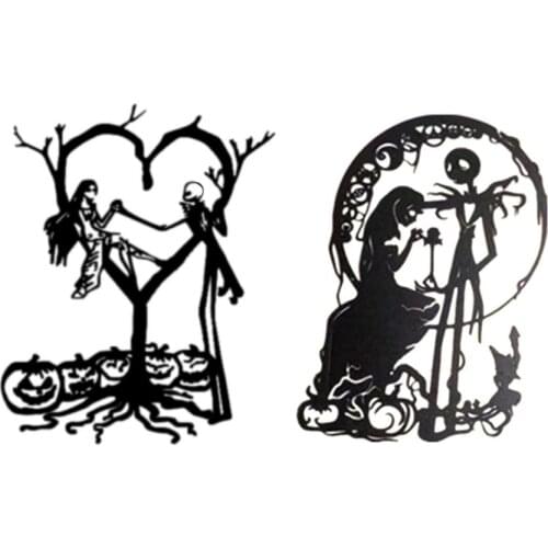 Halloween Skeleton Couple Metal Wall Art Decor Door Pendant Skeleton Couple Wall Window Decor Halloween Room Metal Ornament