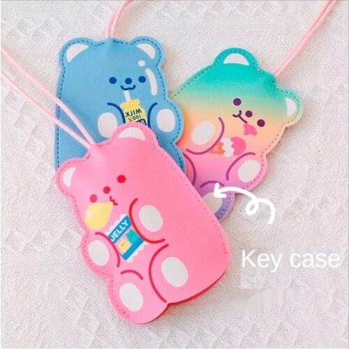 Cute bear gummy key case bear Korean ins style girl key cover female net red mini storage bag