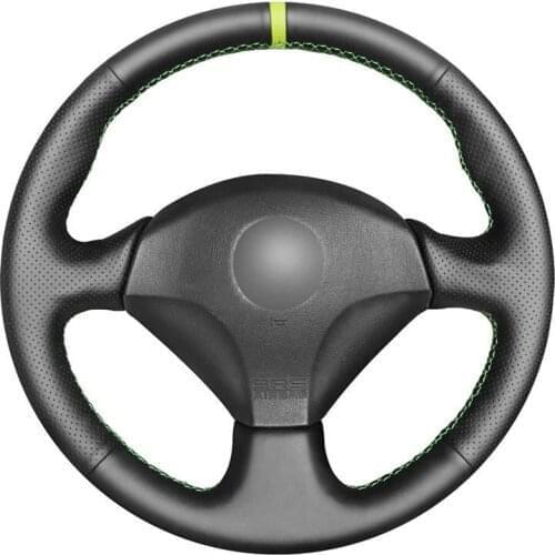 Hand-stitched Black Genuine Leather Custom Car Steering Wheel Cover for Honda S2000 2000-2008 Civic Si 2002-2004 Acura RSX