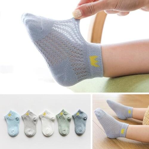 5 Pairs/set Breathable Cotton Children Socks 1-12T Boys Girls Summer Thin Mesh Socks Infant Kids Ankle Socks