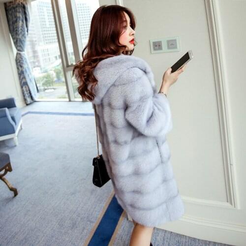 New haining mink fur coat mink coat female high copy with a hat in the long long faux fur coat faux fur coat fur coat