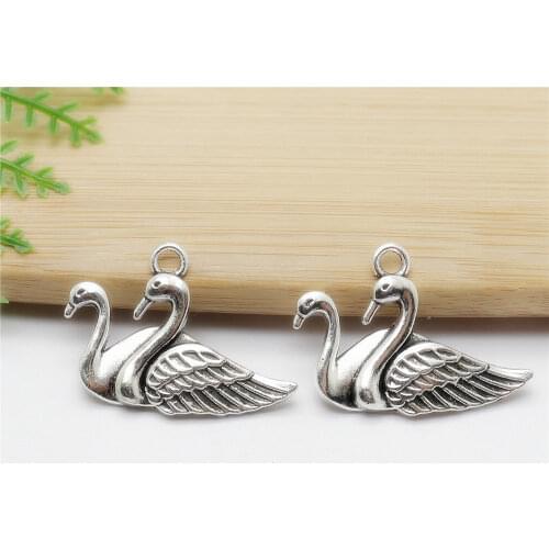 Wholessale Swan Charms 52pcs/lot Jewelry Findings fit DIY Bracelet Necklace Pendants for Jewelry Making