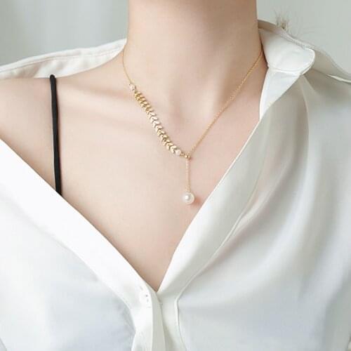 Huge Bud Elegant Leaves Necklace 14k Real Gold Plated Copper For Women Girl Jewelry Wedding Gift Pearl Pendant Choker Necklaces