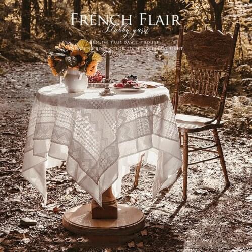 Pastoral Retro Korean Lace Tablecloth Nordic Ins Wind Round Table Cover Cloth French Table Cloth Coffee Table Table Cloth