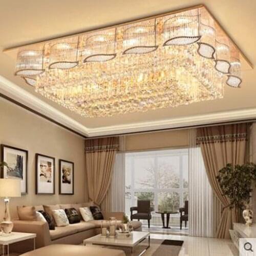 Led ceiling lamp luxury crystal headlight rectangular living room lamp modern minimalist atmosphere restaurant bedroom lamps