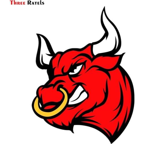 Three Ratels TZ-1530#15*20cm Bull Red Colorful Car Stickers Funny Auto Sticker Decals