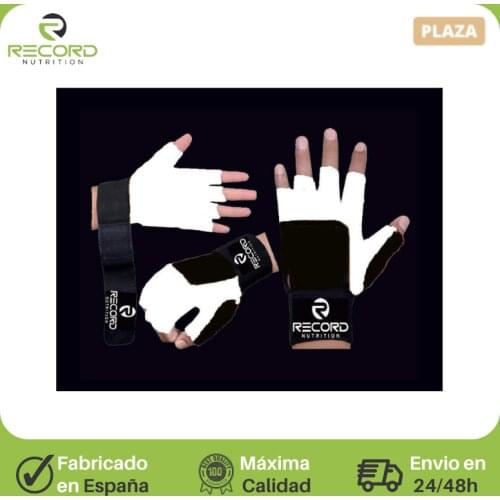 Gloves with leather grip training wrist band