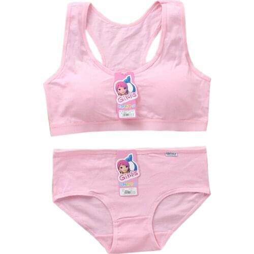 Pantie Bra Set Girls Underwear Vest Teens Suit Cotton Vest Double Layer Hipster Puberty Little