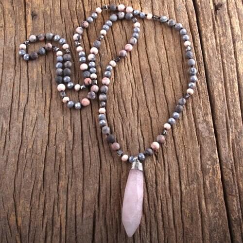 RH Fashion Boho Jewelry 6mm Natural Stones Crystal Semi Precious Drop Necklaces Women Bohemia Necklace Gift Dropship