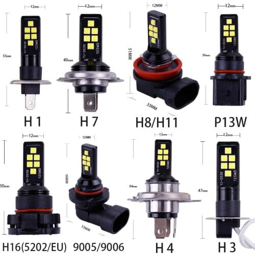 100PCS P13W H11 H8 H4 H1 H3 H7 9005 9006 HB4 HB3 H16 5202 3030 Chips Fog Lights Bulb Car Driving Light Foglamps Auto 12v