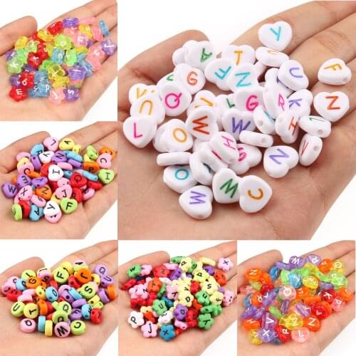 100pcs Mixed Letter Acrylic Alphabet Heart Round Flower Loose Spacer Beads For Jewelry Making Diy Handmade Bracelet Accessories