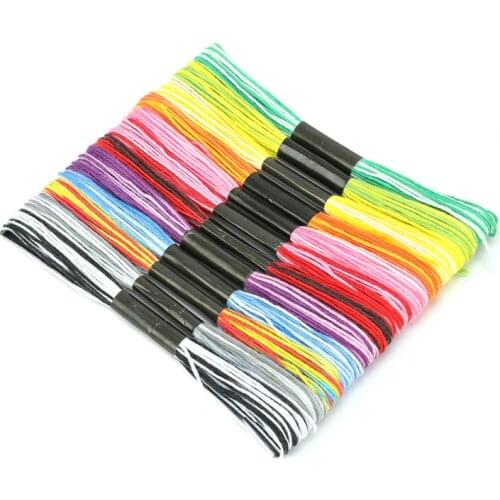 12 Pcs/lot Cross Stitch Embroidery Floss Dyeing Line Threads DIY Weave Bracelet String Sewing Threads MultiColor Embroidery