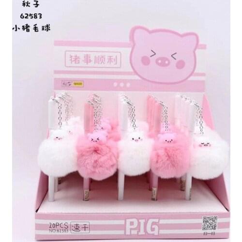 20pcs Gel Pens Kawai Pendant Pig black gel-ink Pen Student pens for writing Cute stationery office school supplies 0.5mm