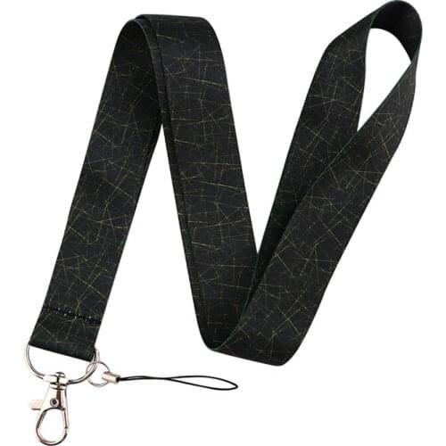 30pcs Black Marble Lanyard Keys Phone Holder Funny Neck Strap With Keyring ID Card DIY Animal webbings ribbons Hang Rope