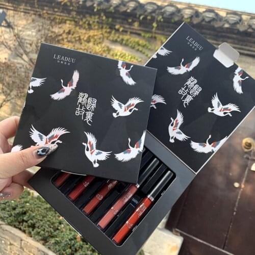 6PCS/Set Long Lasting Lip Gloss Beauty Glazed Matte Liquid Make-up Cosmetics Liquid Lipsticks Chinese Style New 2021 TSLM1