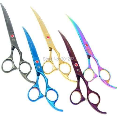 7.0" Curved Head Cutting Scissors for Dog Japan 440C Pet Grooming Scissors 6.5" Thinning Shears Straight Pet Cut Clipper LZS0597