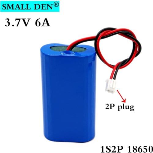 3.7V 6A 18650 lithium battery 1S2P 6000mAh Rechargeable battery pack megaphone speaker protection board + XH-2P Plug