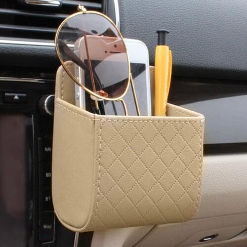VODOOL PU Leather Car A/C Air Conditioner Outlet Vent Storage Box Phone Sunglasses Coin Bag Case Pocket Organizer Hanging Holder