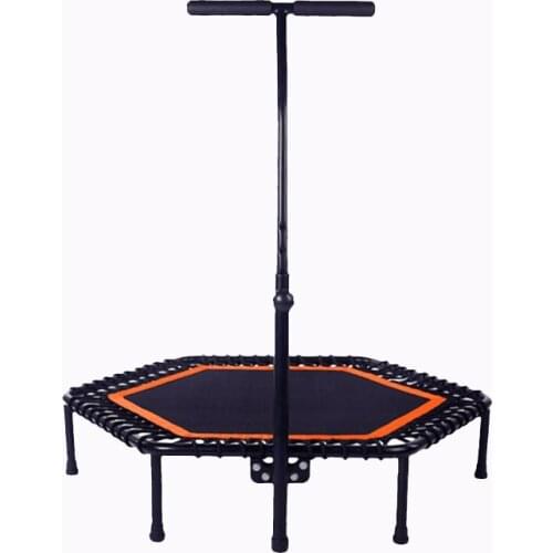 Trampoline with Adjustable Handle Bar Indoor Fitness Trampoline Jumping Cardio Trainer Load-bearing Bed Jump Mini Trampoline