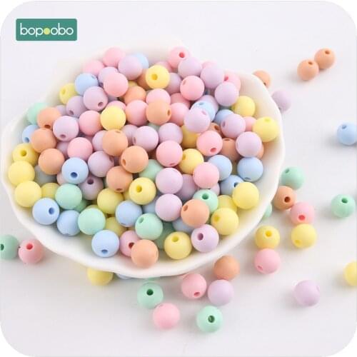 Bopoobo 40pcs Silicone Beads Round Shape 9mm Nurse Gifts Teether BPA Free Ecofriendly Beads Bracelet DIY Jewelry Baby Teether