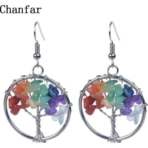 Chanfar Beautiful Design Bohemian Dangle Drop Earrings Chip Crystal Natural Stone Earrings Women Jewelry Hot Sell