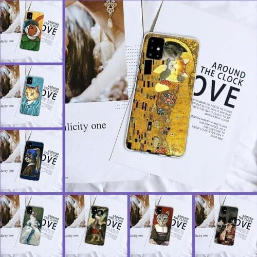 Phone Case For Samsung Galaxy A10 A20 A30 A40 Silicone Funny Art Cat Aesthetic Printing Back Cover For Samsung A80 A70 A60 A50