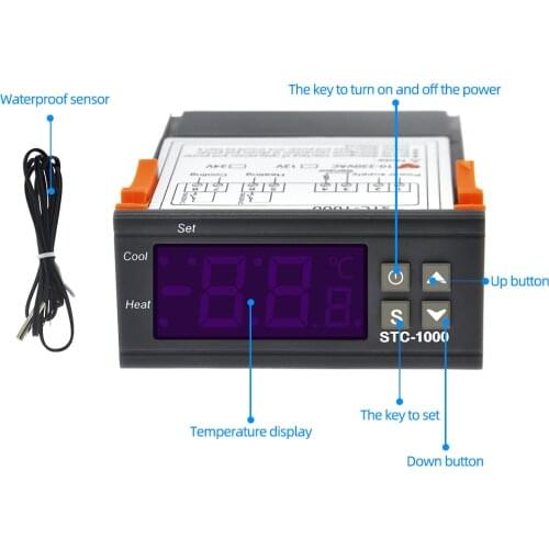 Digital Temperature Controller Thermostat Thermoregulator incubator Relay LED 10A Heating Cooling STC-1000 STC 1000 12V 24V 220V