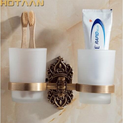 New Arrival Aluminium double Tumbler Holder Cup & Tumbler Holders Toothbrush Holder Bathroom Accessories Banheiro YT-11208