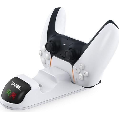 Besegad Dual Wireless Controller Charging Dock Station Stand with 2 Type-C Adapters LED Indicator for Sony Playstation 5 PS5