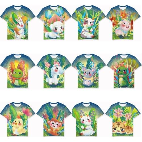 3D short-sleeved printed T-shirt Zodiac cartoon cartoon unisex round neck T-shirt street clothing breathable top summer